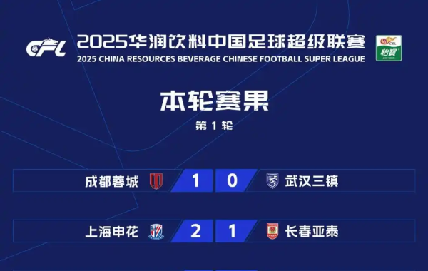 2025年中超联赛首轮全部比赛结果与积分榜