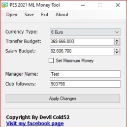 [工具] PES2021大师联赛金钱修改器